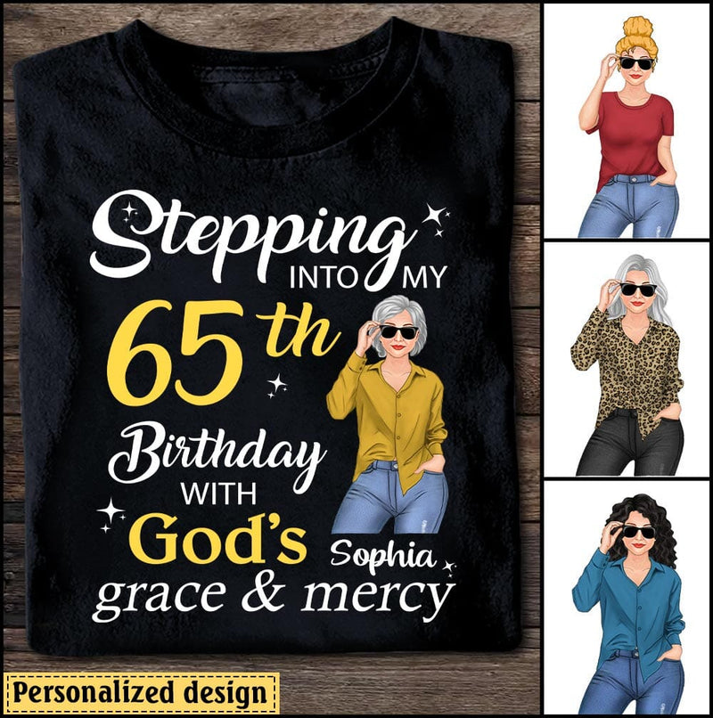 Stepping Into My Birthday With Grace And Mercy Personalized Shirt