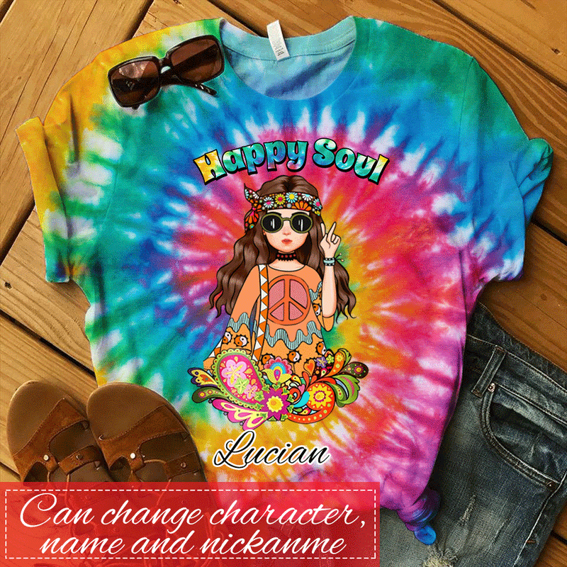 Discover Happy Soul Hippie Girl Personalized 3D T-shirt