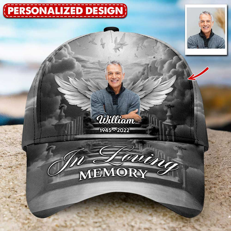 Memorial Insert Photo Angel Wings, In Loving Memory Personalized 3d Classic Cap