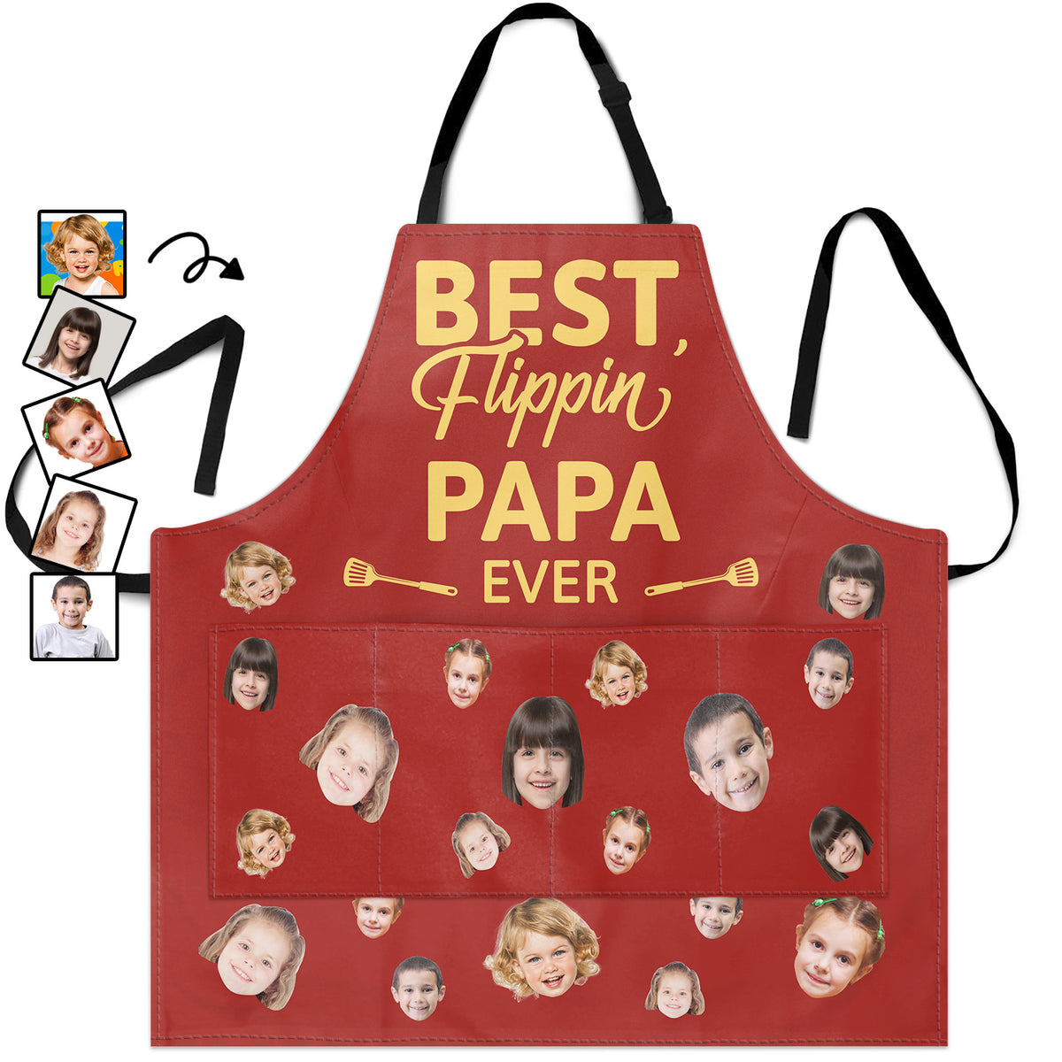 Custom Photo Best Flippin' Papa Ever - Gift For Men, Dad, Grandpa, Husband, Boyfriend - Personalized Apron