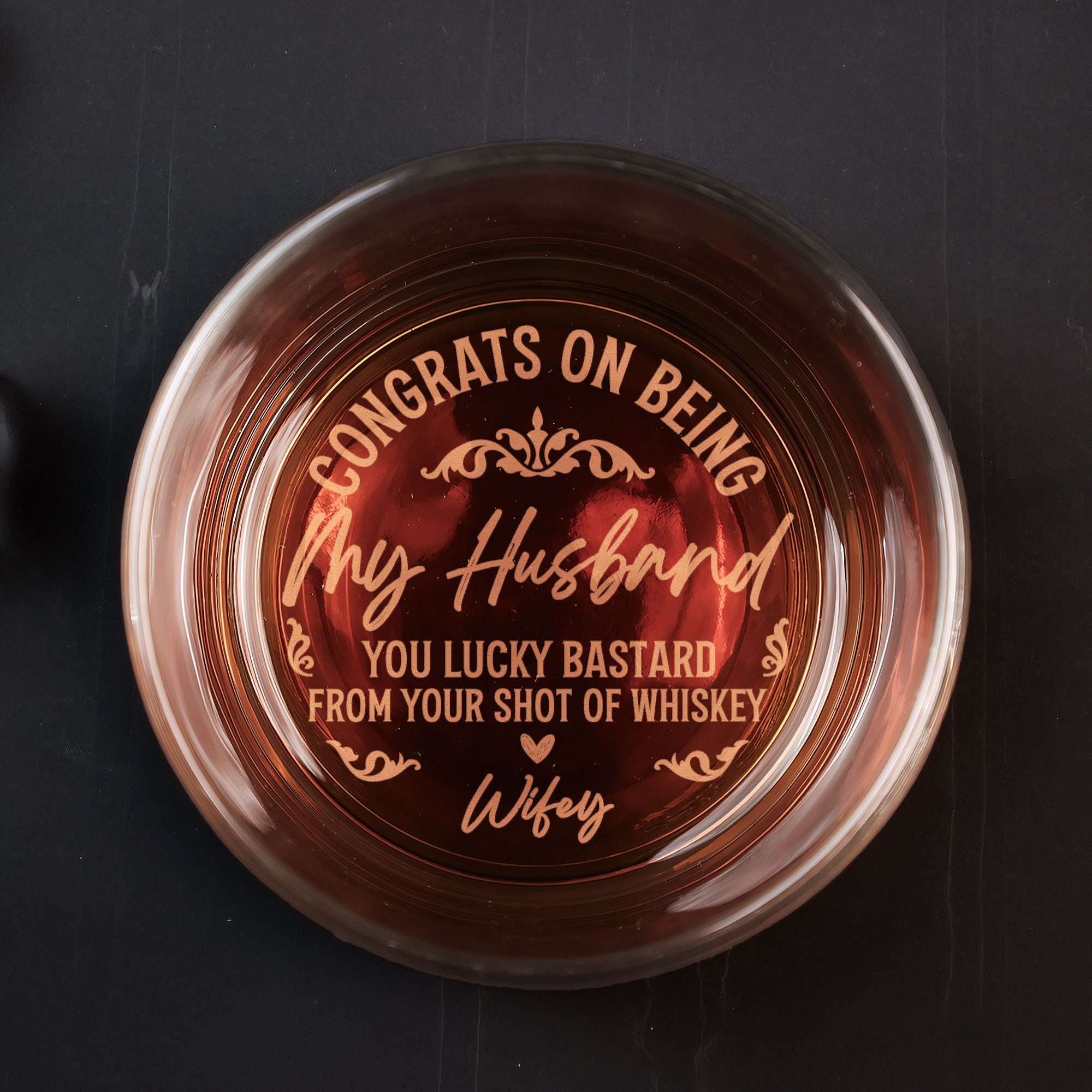 Congrats On Being My Husband - Personalized Engraved Whiskey Glass - Father's Day Gift