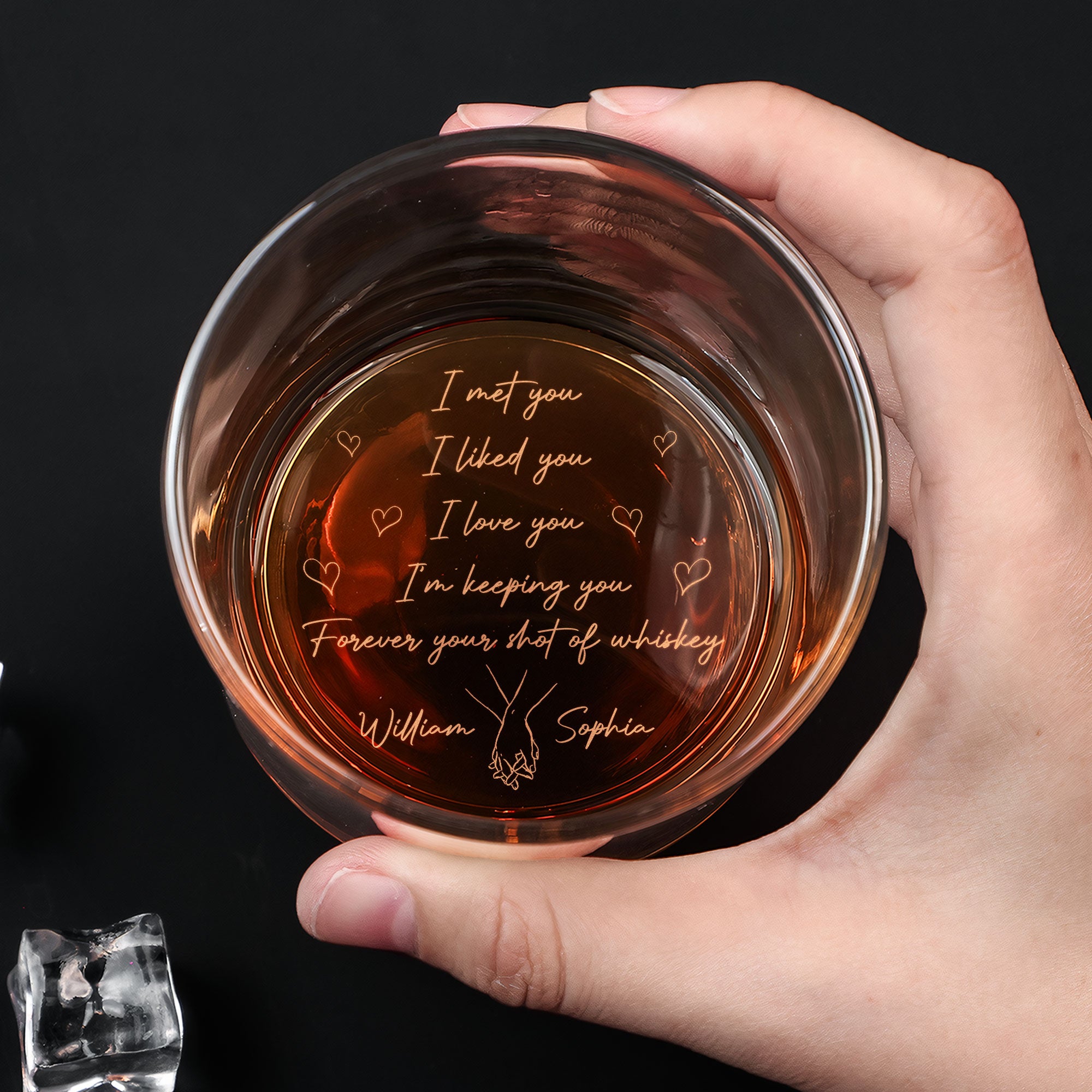 I Met You I Liked You I Love You - Personalized Engraved Whiskey Glass - Father's Day Gift