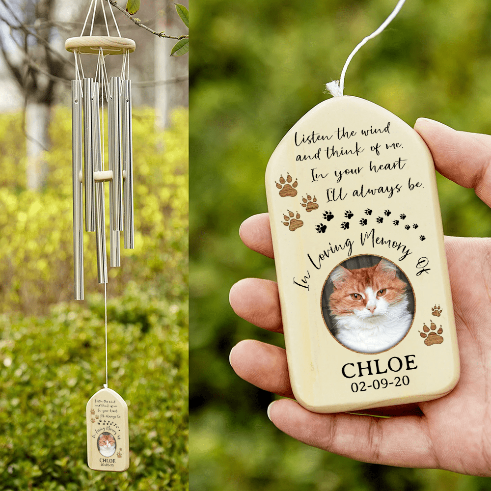 Custom Photo In Loving Memory Of My Cat Memorial Wind Chimes
