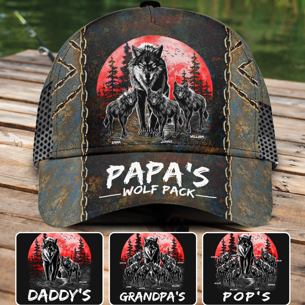 Grandpa's Wolf Pack - Personalized Grandpa Classic Baseball 3d Cap