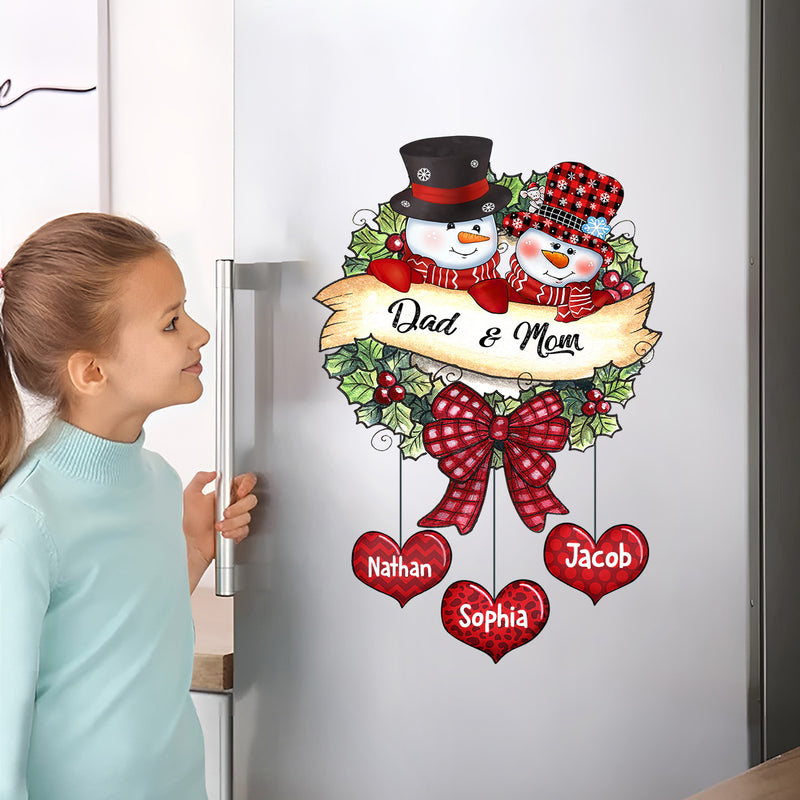 Snowman Grandpa Grandma With Heart Kids Christmas Personalized Decal