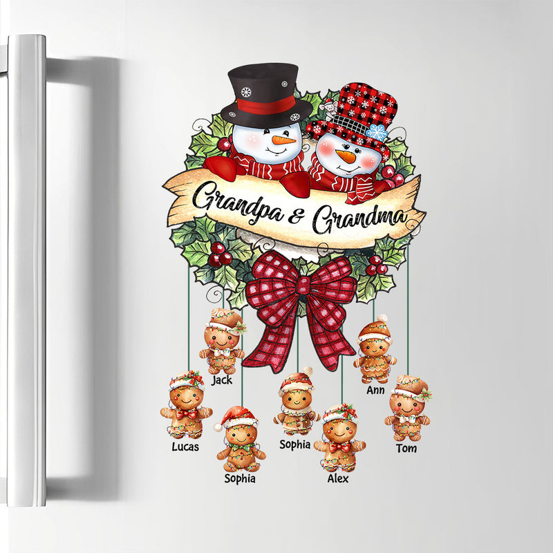 Snowman Grandma & Grandpa Mom & Dad With Kids Christmas Personalized Decal