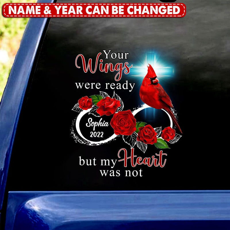 Personalized Family Loss Cardinal Rose Infinite Love Custom Name Date Memorial Gift Decal