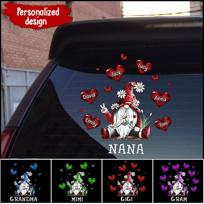 Colorful Gnome Nana Auntie Mom Sweetest Heart Kids Personalized Sticker Decal