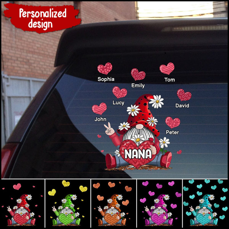 Colorful Gnome Grandma- Mom Loves Sweet Heart Kids Personalized Decal