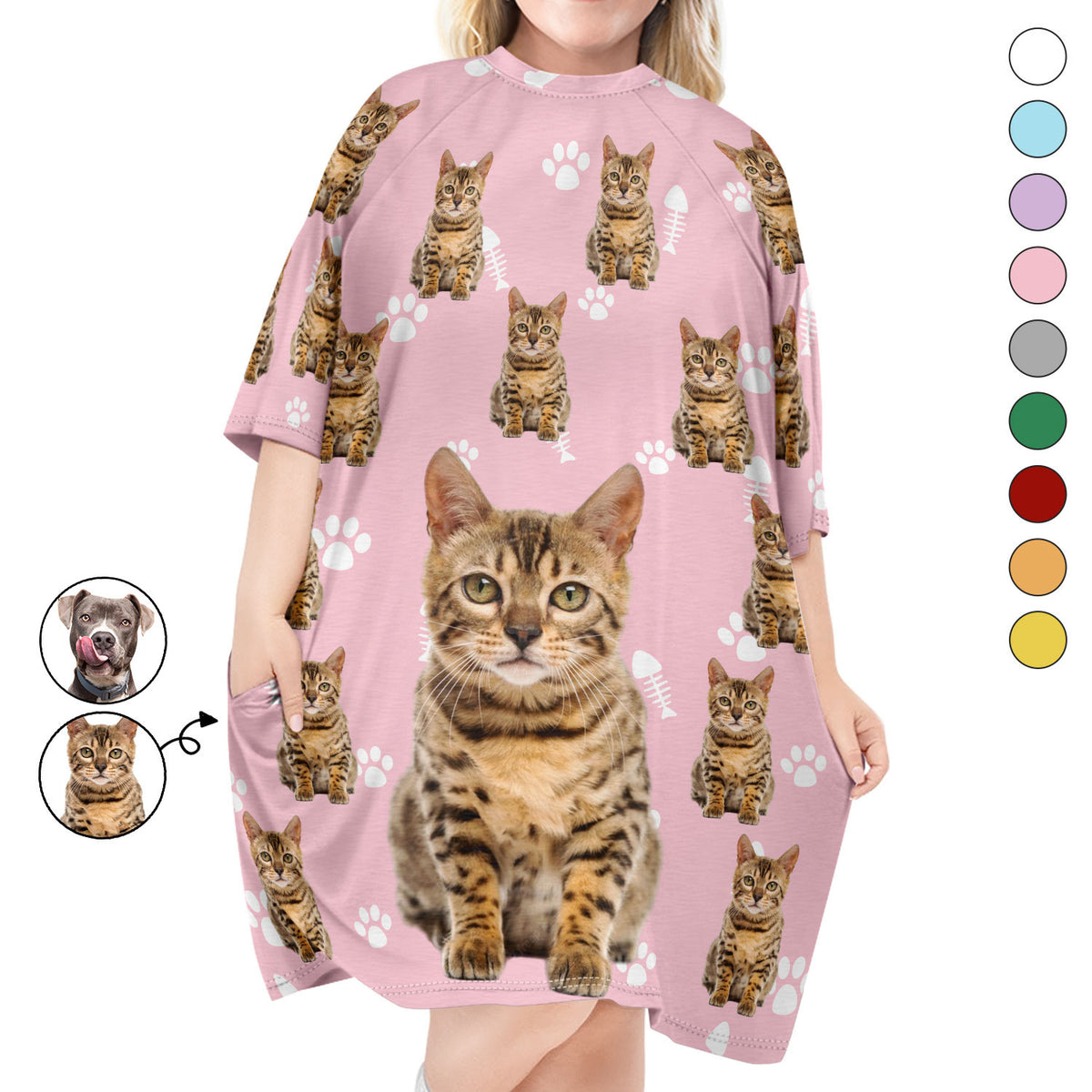 Custom Photo Dog Cat - Gift For Pet Mom - Personalized Women's Sleep Tee