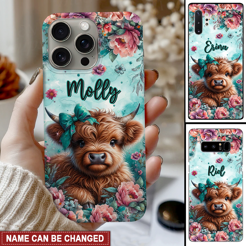 Baby Highland Cow Personalized Phone Case