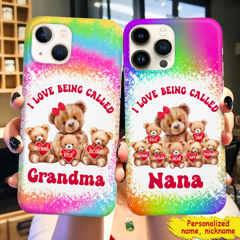 Grandma/ Mama Bear With Little Bear Kids Rainbow Color Personalized Silicone Phone Case