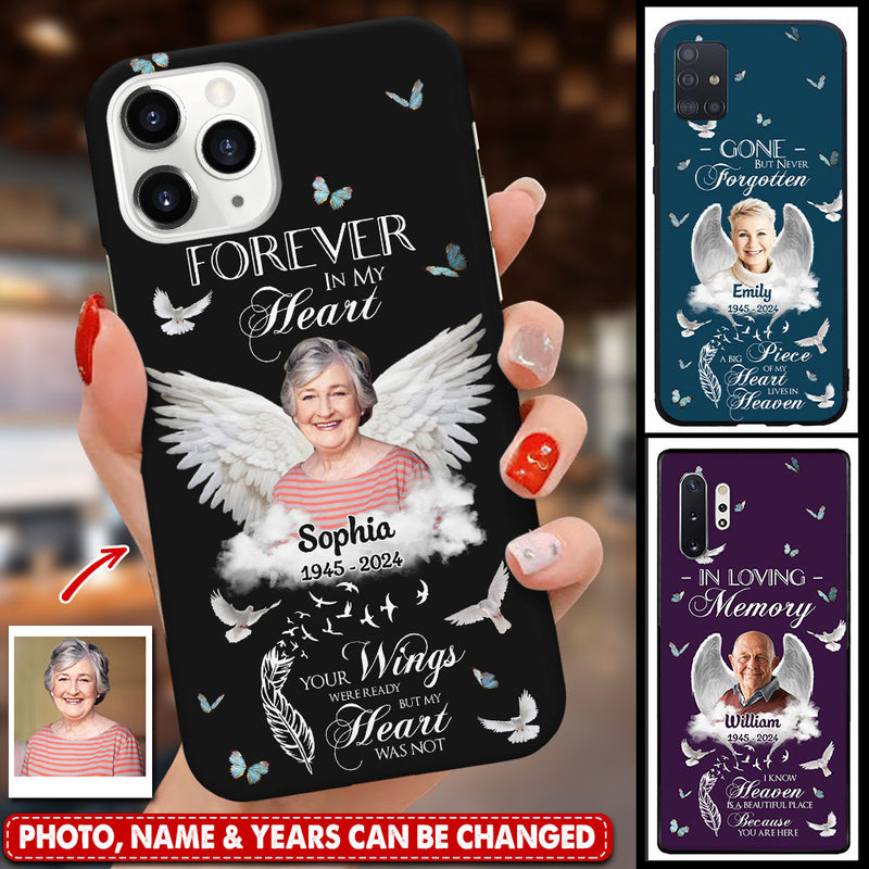 Personalized Memorial Custom Photo Wings Forever In My Heart Phone Case