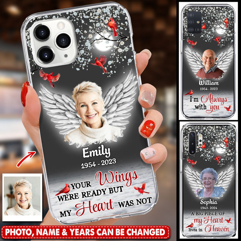 Memorial Custom Photo Wings, I'm Always With You Personalized Space Phone Case