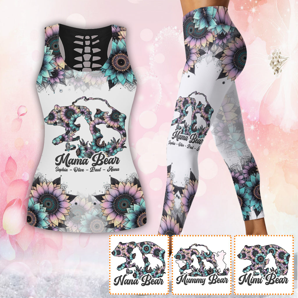 Mama Bear - Personalized Mother's Gift Hollow Tank Top And Leggings
