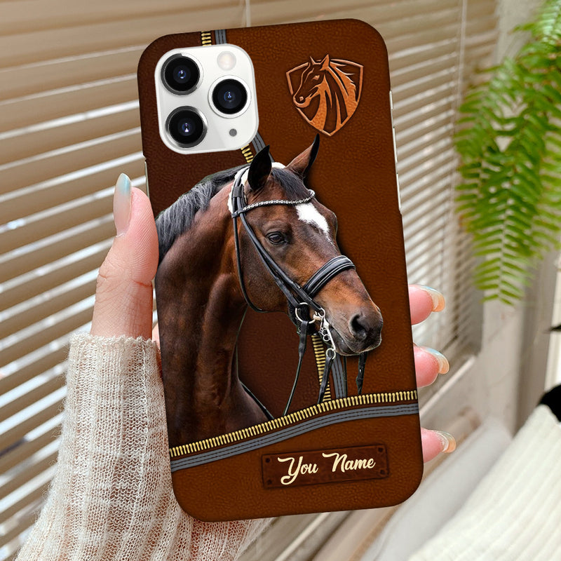 Love Horse Breeds Leather Texture Personalized Phone Case