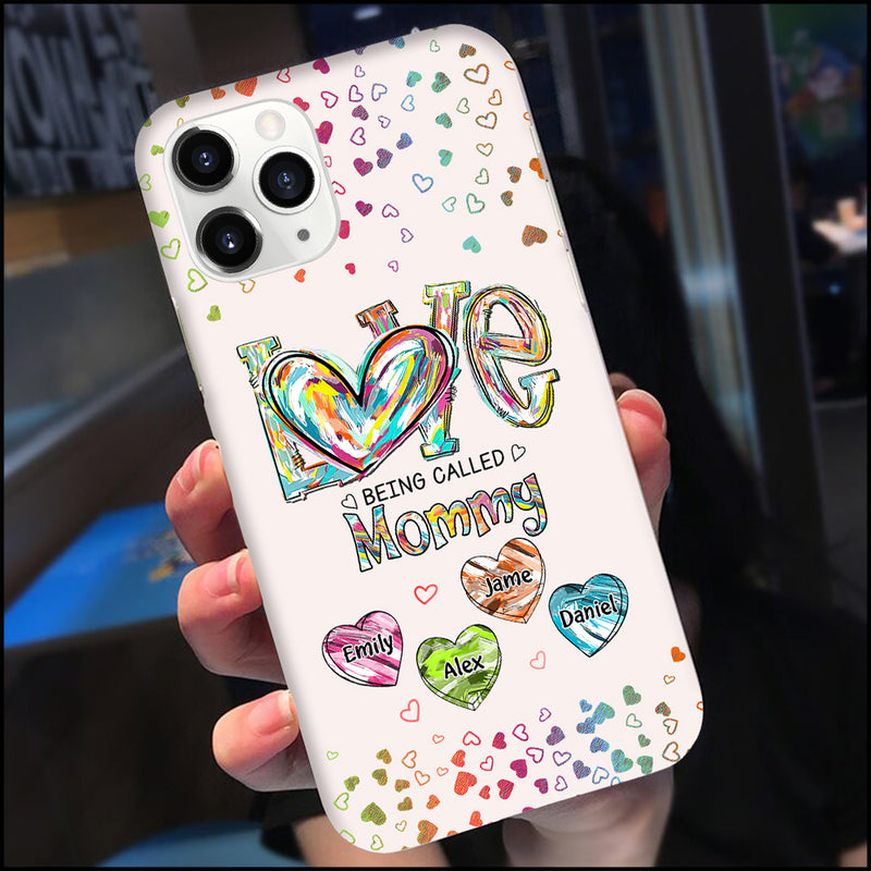 Colorful Love Being Called Grandma Nana Mom Sweet Heart Kids Personalized Phone Case