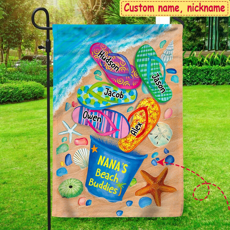 Nana's Beach Buddies Summer Flip Flop Personalized Flag Perfect Gift For Grandmas Moms Aunties