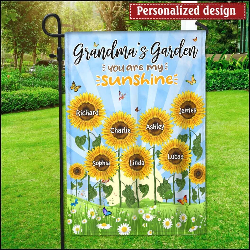 Grandma's Garden Sunflower Custom Personalized Garden House Flag