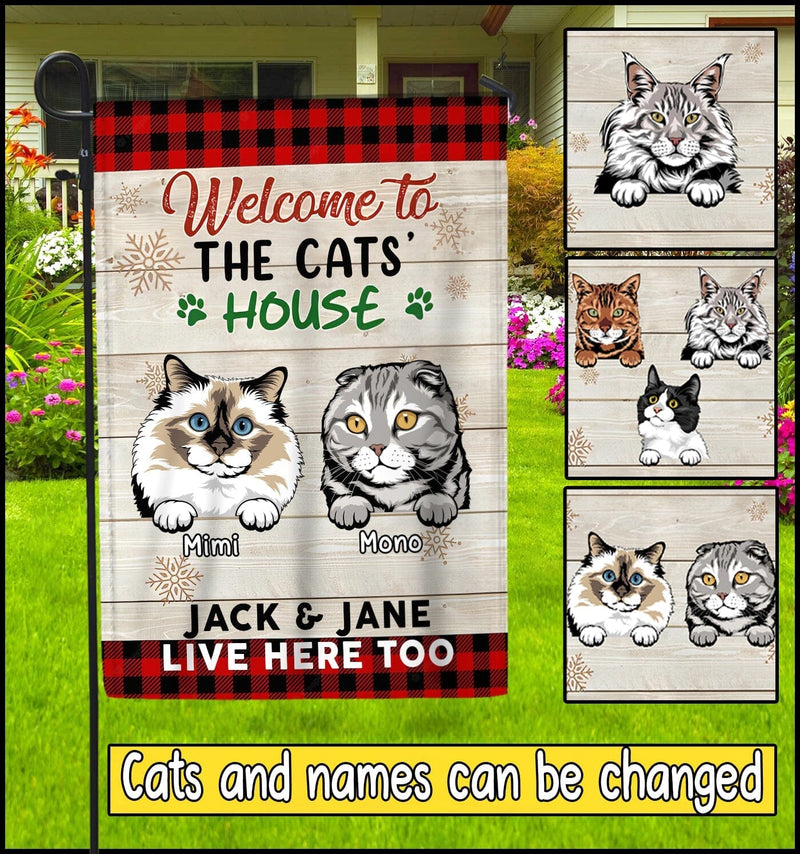 Welcome To The Cats' House Personalized Garden House Flag For Cat Lovers