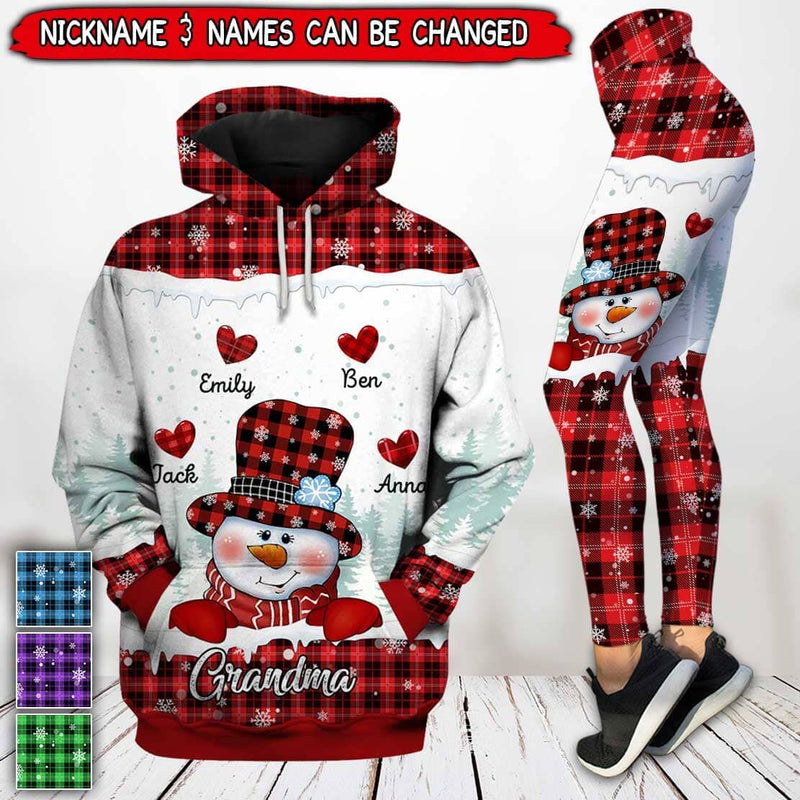Christmas Snowman Nana Mom Sweet Heart Kids Personalized Combo Hoodie And Leggings