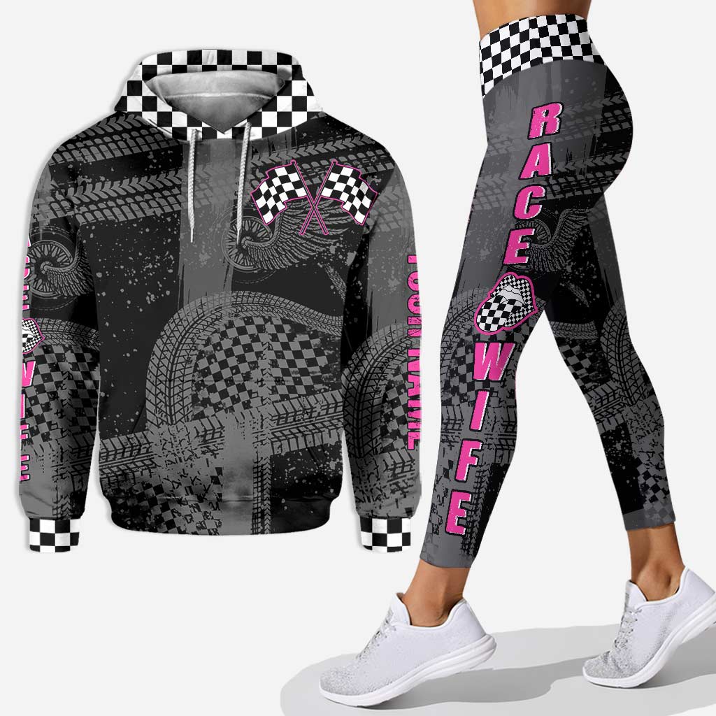 Race Wife Feelin' Kinda Idgaf - Personalized Racing Hoodie And Leggings