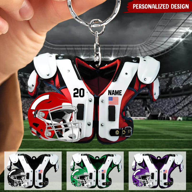 American Football Shoulder Pads And Helmet Personalized Acrylic Keychain