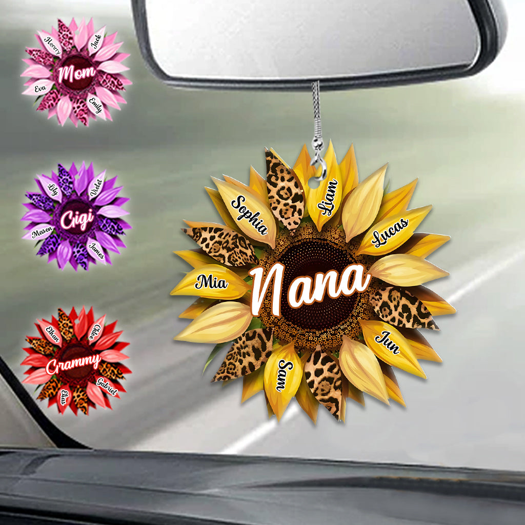 Nana Mom Auntie Family Sunflower - Personalized Grandma Acrylic Car Hanger