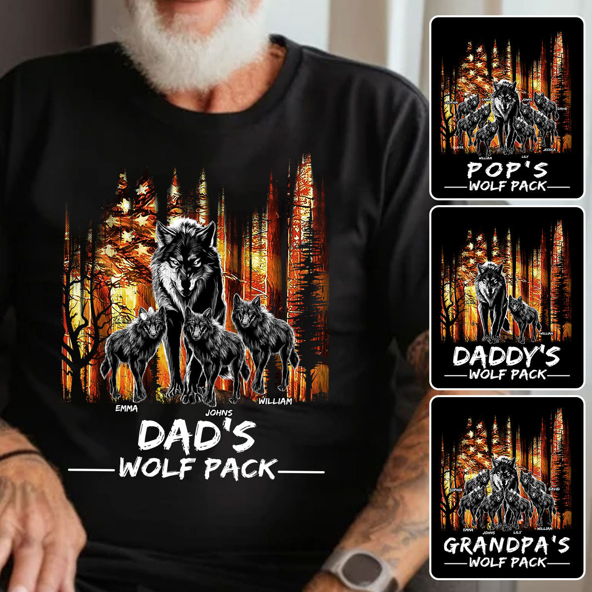 Dad's Wolf Pack - Personalized Father T-shirt