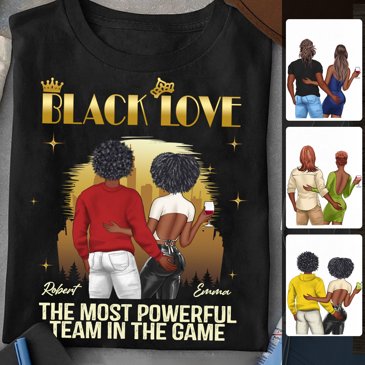 Black Love - Personalized Couple T-shirt