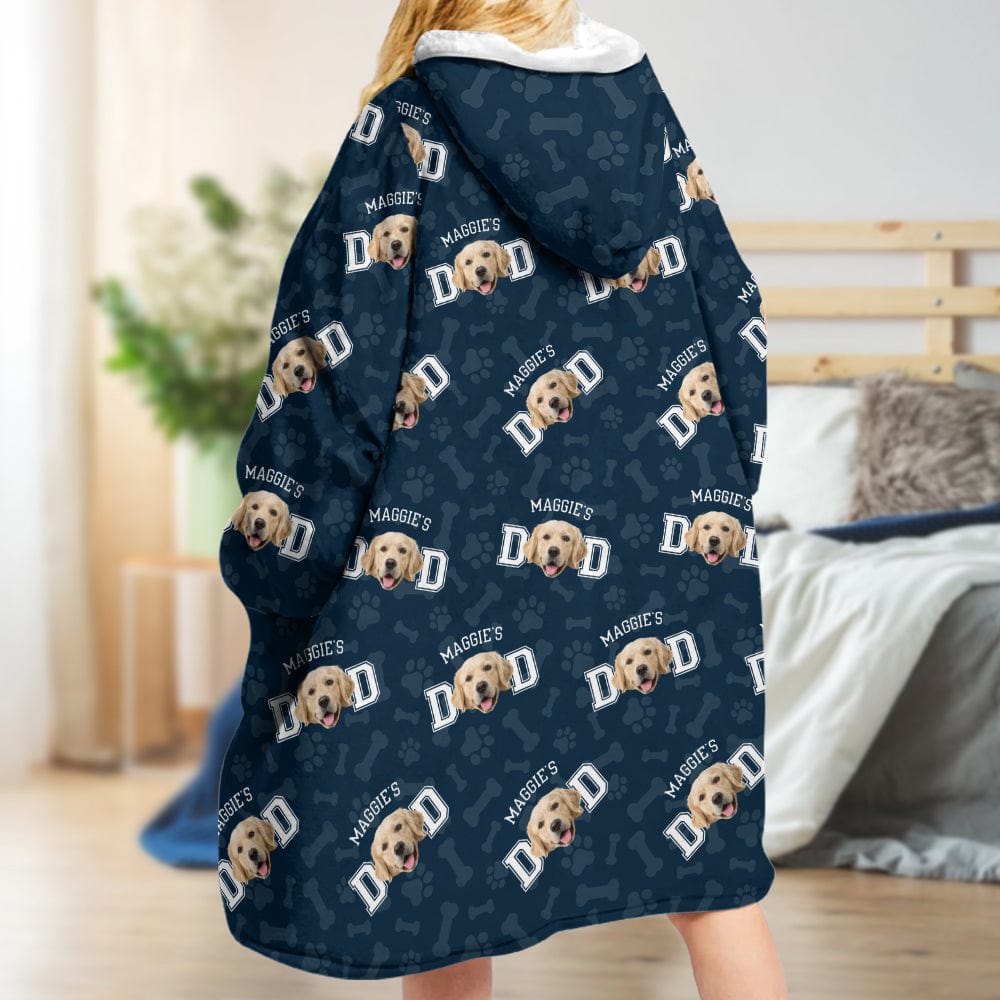 Custom Photo Dog Dad Dog Mom Blanket Hoodie