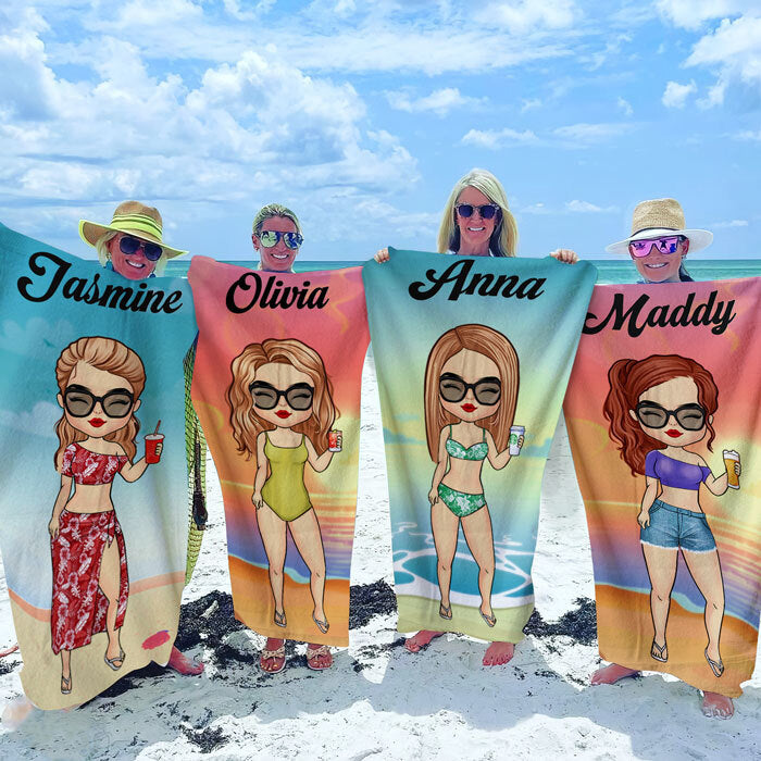 Chibi Lady Personalized Beach Towel - Sand Free Travel