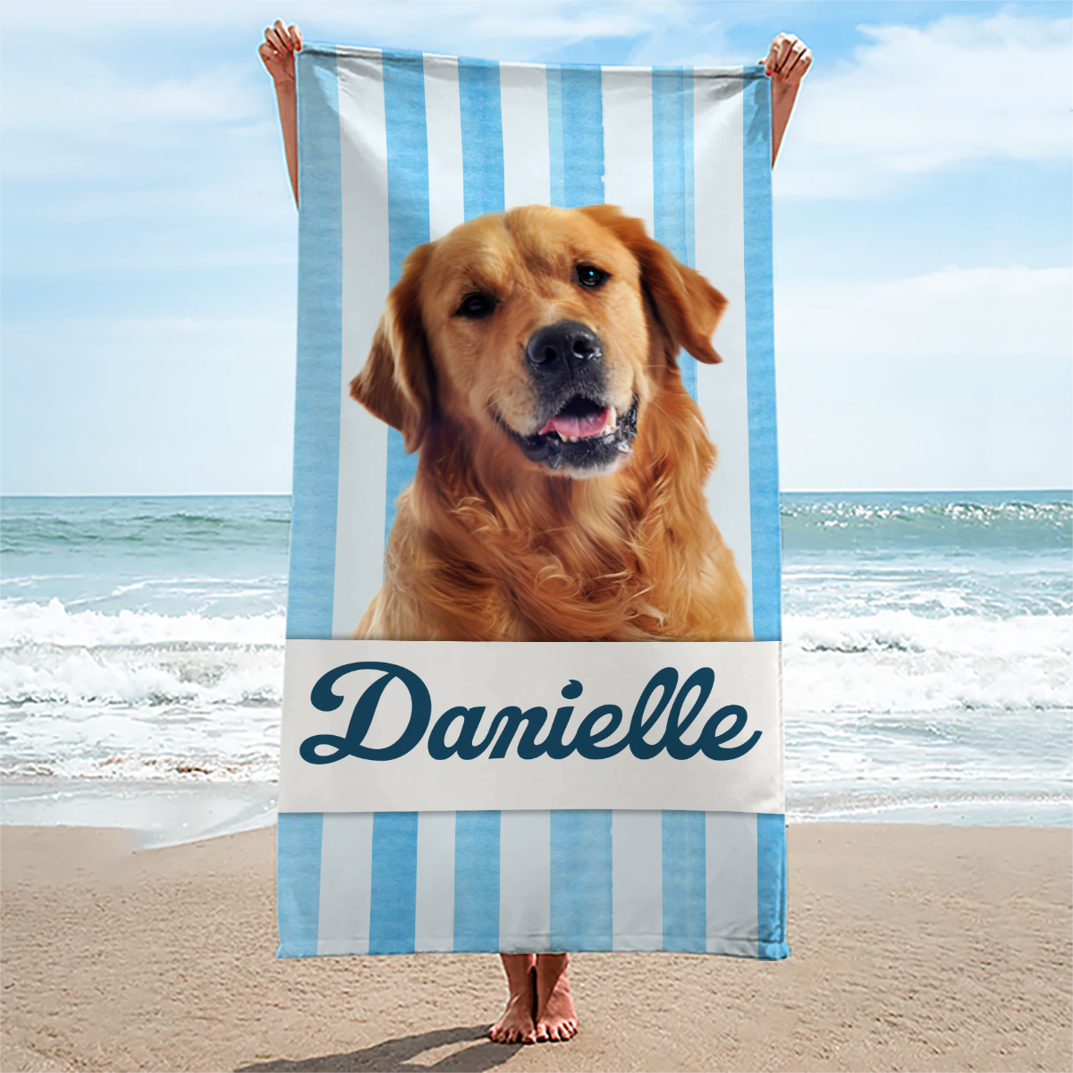 Custom Photo Get Lit By The Beach - Dog &amp; Cat Personalized Custom Beach Towel - Summer Vacation Gift, Gift For Family Members, Pet Owners, Pet Lovers