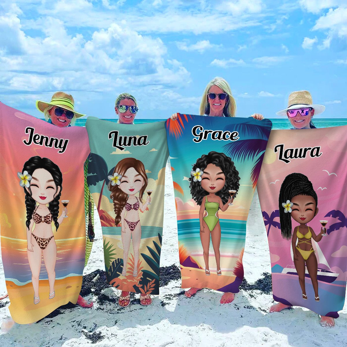 Beach Lady Personalized Girls Summer Gift Custom Beach Towel