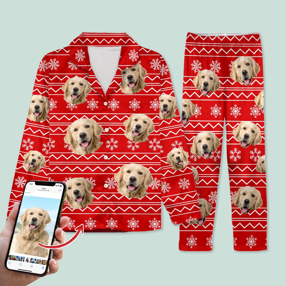 Custom Upload Dog Photo Christmas Family Matching Long Pajamas