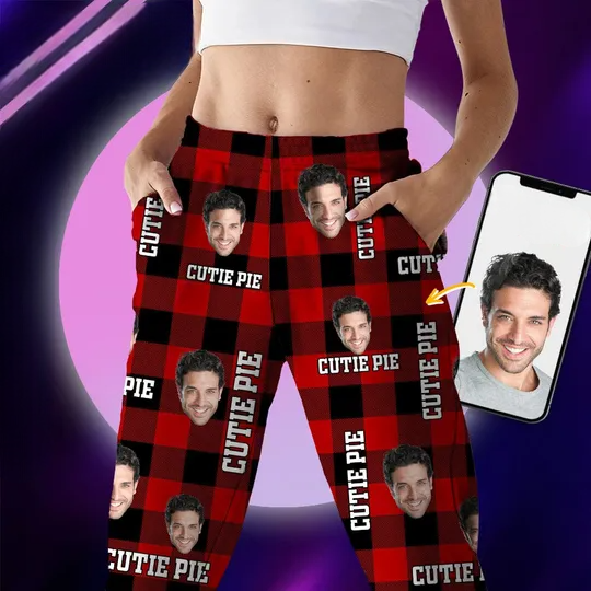 Custom Photo Human Face Flannel Long Pajamas