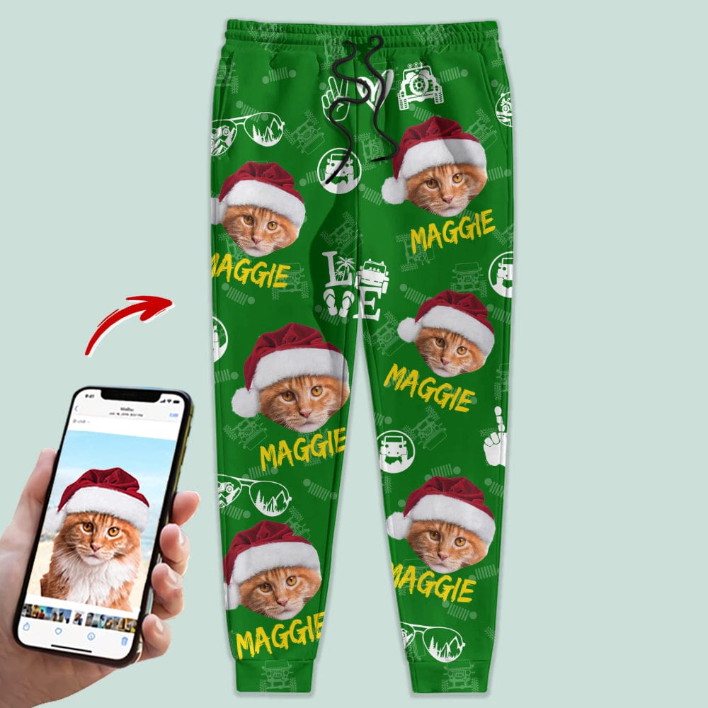 Custom Cat Photo With Offroad Pattern Sweatpants