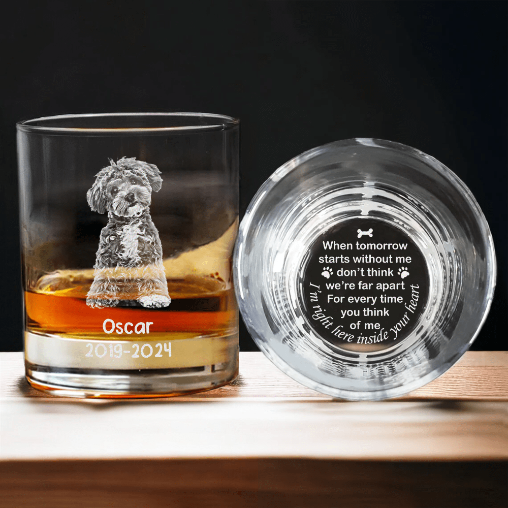 Custom Photo When Tomorrow Starts Without Me Dog Cat Remembrance Rock Glass