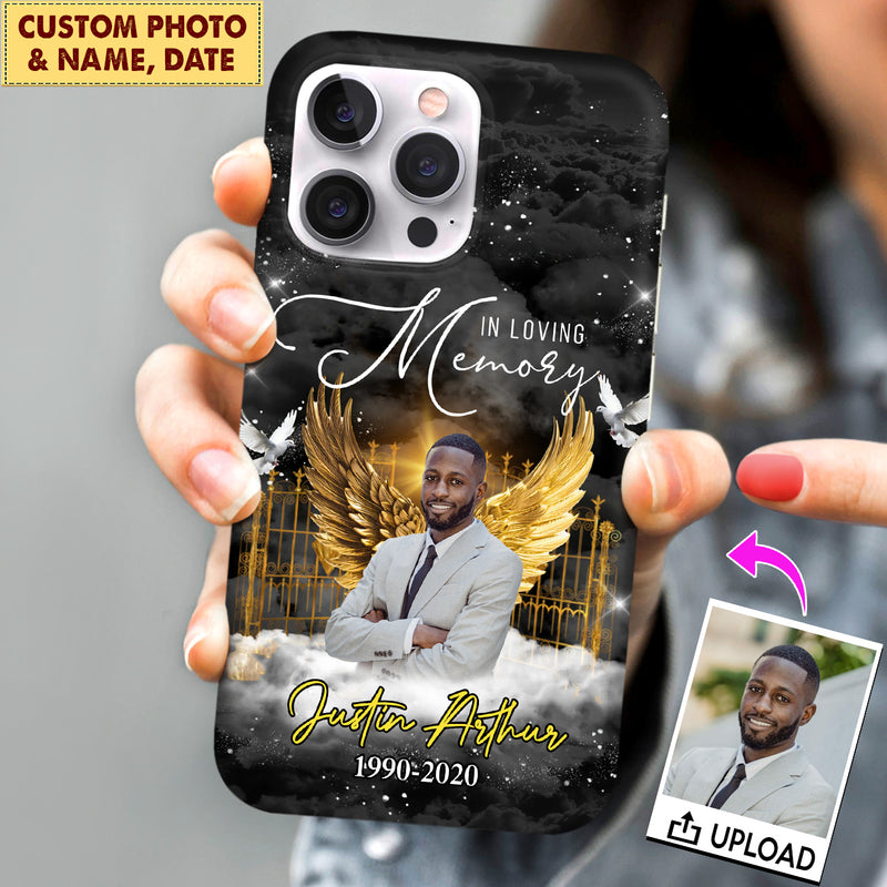 In Loving Memory Golden Wings Upload Photo Memorial Personalized Phone Case