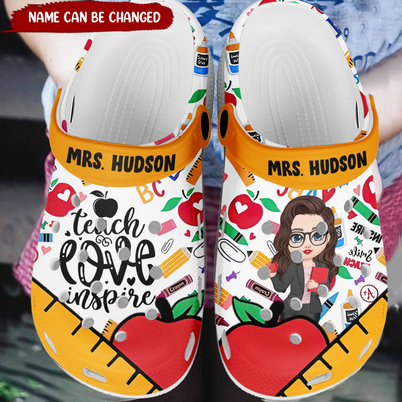 Doll Teacher Teach Love Inspire Personalized Clogs