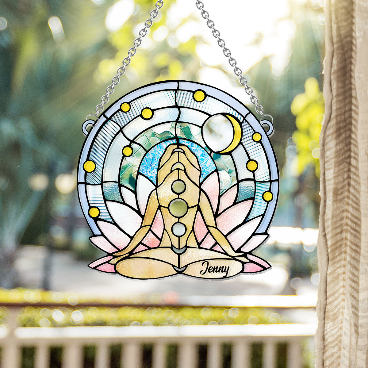 Namaste - Personalized Yoga Window Hanging Suncatcher Ornament