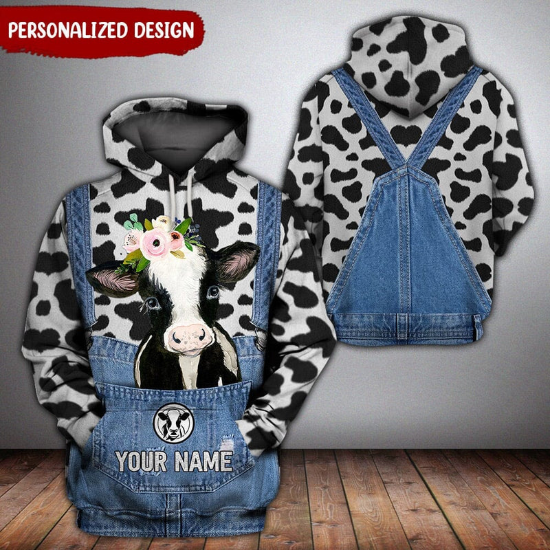 Love Cow Breeds Custom Name Denim Pattern Personalized 3d Hoodie