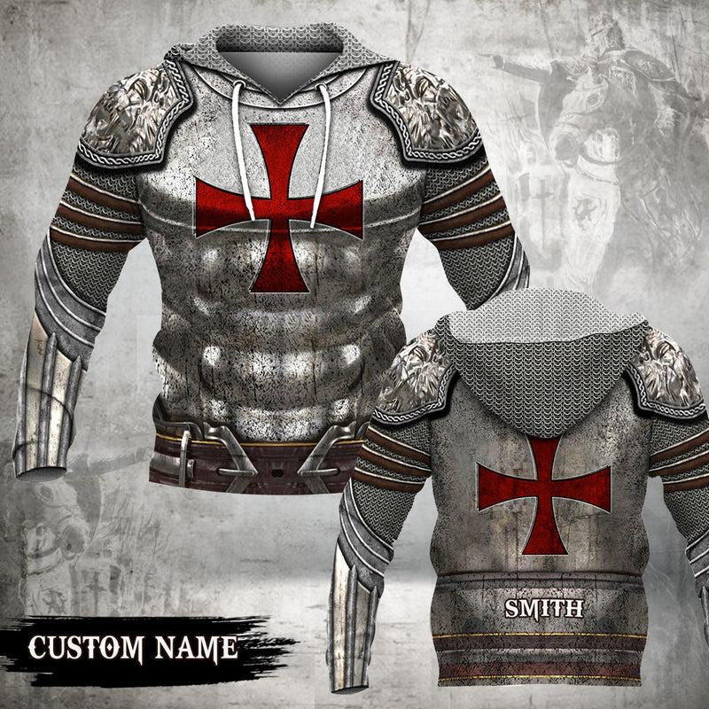 Personalized Knight Templar Cross Custom Name 3d Hoodie