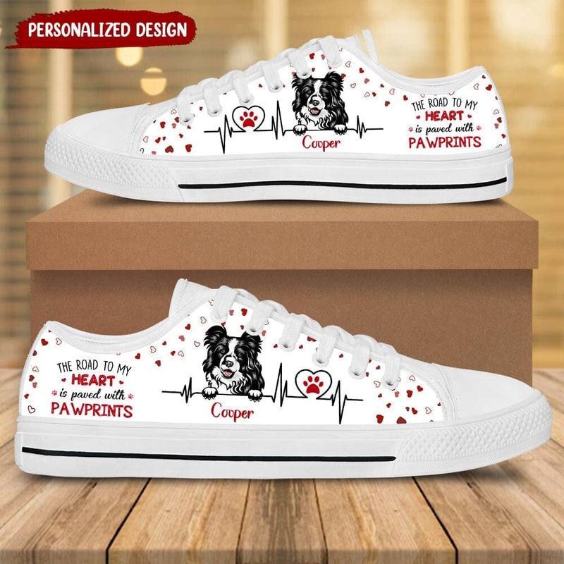 Love Puppy Pet Dogs Heartbeat Pawprint, Cute Gift Personalized Low Top Sneakers