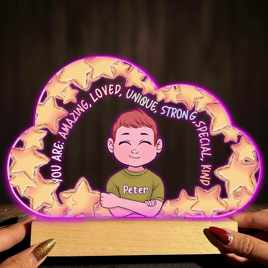 Discover You Are Amazing - Personalized Family Shaped Plaque Light Base