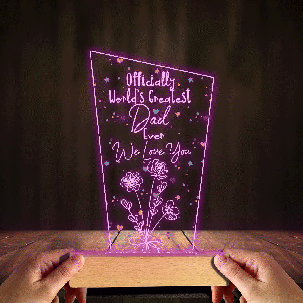 Discover Officially World's Greatest Mom Ever - Gift for mom, grandpa, husband, wife, grandma, dad - Personalized Shaped Plaque Light Base