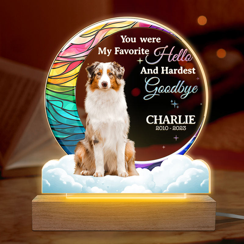 Custom Photo My Hardest Goodbye - Memorial Personalized Custom Shaped 3d Led Light - Sympathy Gift For Pet Owners, Pet Lovers
