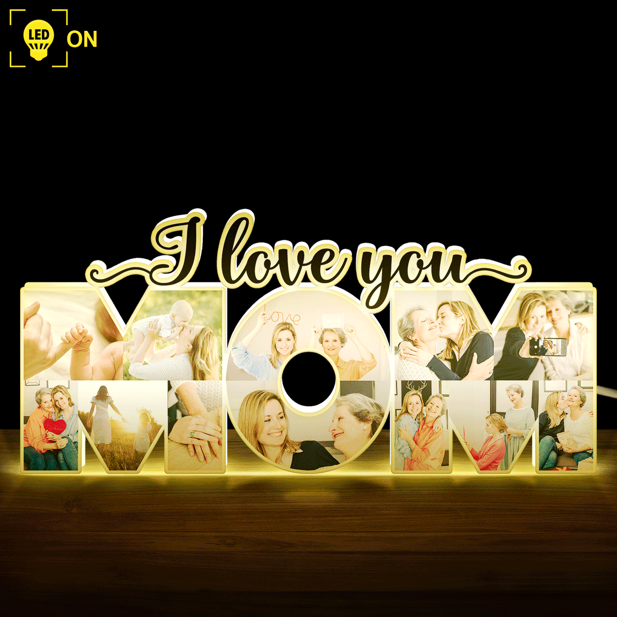 Custom Photo Mom We Love You - Gift For Mother - Personalized Shaped Photo Light Box
