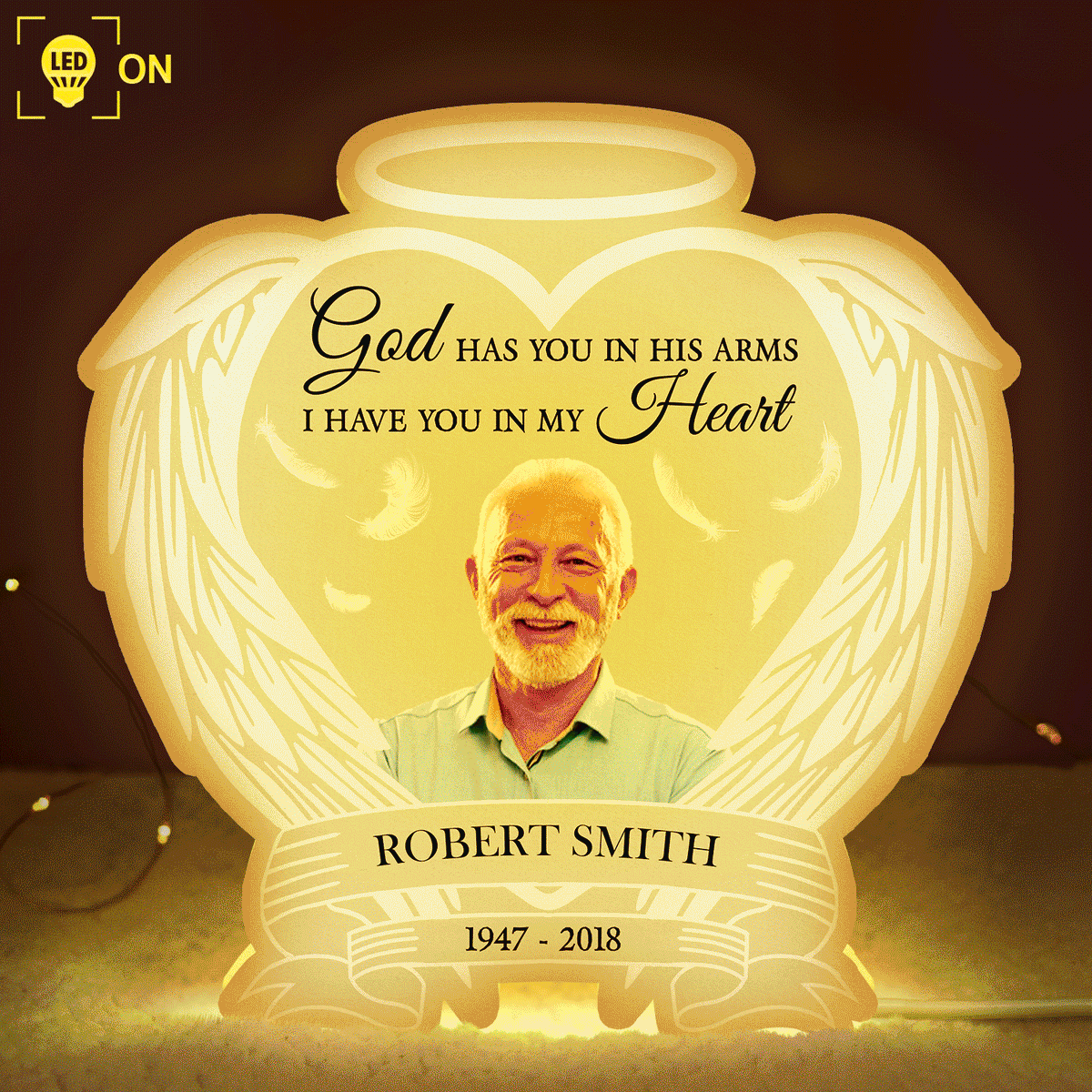 Custom Photo Dad's Light Always Shine In My Heart - Memorial Gift Shaped Photo Light Box