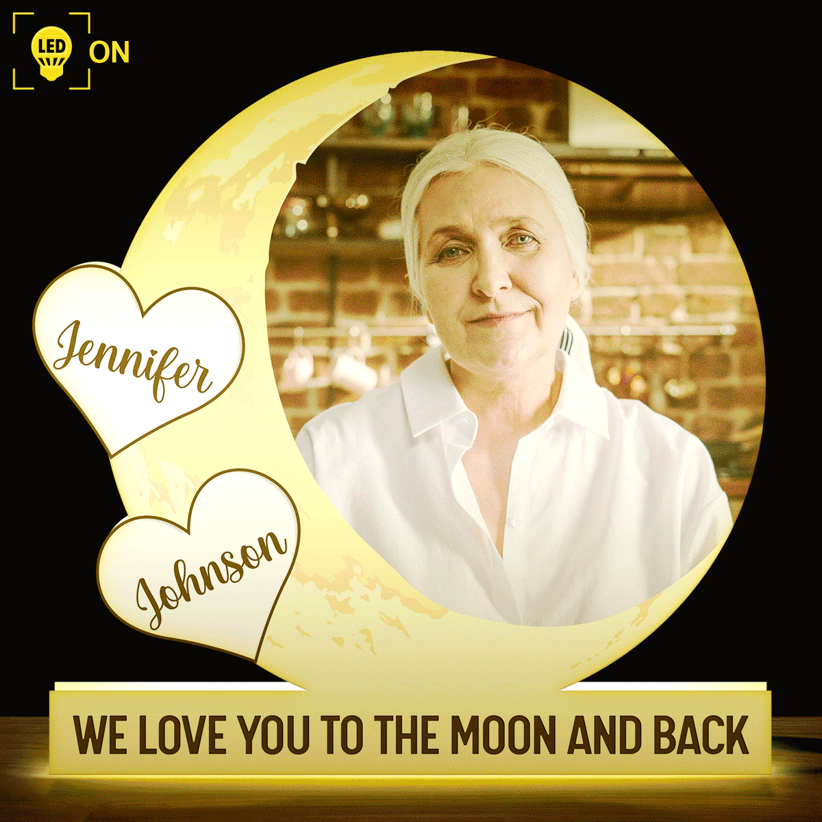 Custom Photo We Love You To The Moon And Back Personalized Shaped Photo Light Box